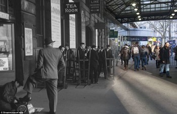 Suasana Victoria Station pada tahun 1950 dan masa kini. (kredit foto: streetmuseum)     