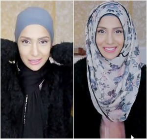 Tutorial Hijab: Cantik dengan Kreasi Scarf Panjang Bermotif dari Amane Khan