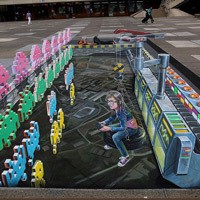 Lukisan 3D Untuk Menyindir Minimnya Lahan Bermain Anak