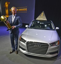     Audi A3 mendapatkan gelar paling bergengsi yakni Mobil Terbaik Dunia tahun 2014. A3 mengalahkan sekitar 24 kendaraan dari seluruh dunia. Di 3 besar, Audi mengalahkan BMW Seri 4 dan Mazda3. Istimewa/World Car Awards.
