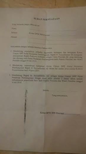 Adu Pendapat Seputar Pilpres Ini Isi Surat Dukungan Ke Prabowo Yang Ditandatangani Pengurus Dpw Ppp Detikpemilu