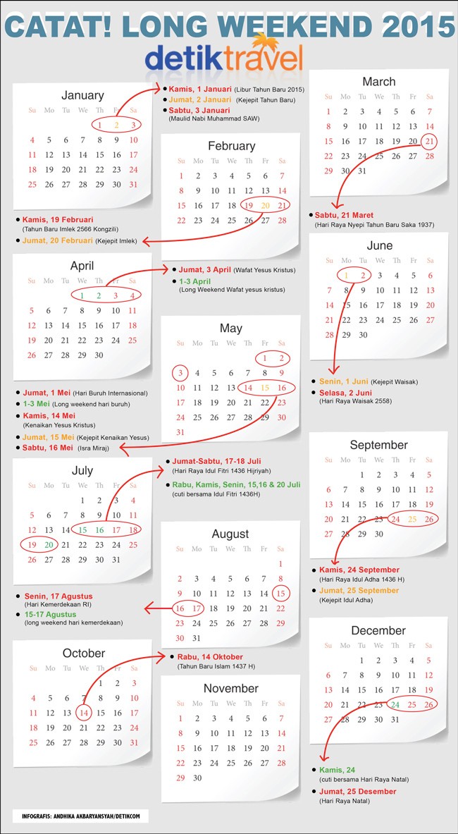 Catat! Ini Daftar Long Weekend Tahun 2015