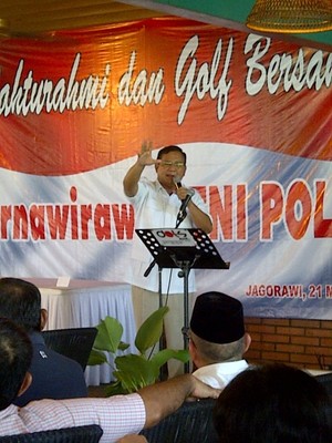 Prabowo Temui Ratusan Pensiunan Jenderal TNI-Polri di Citeureup
