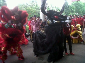 Barongsai Berkepala Banteng Moncong Putih Beraksi di Jaktim