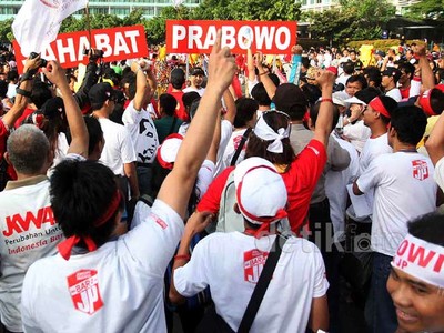 Aksi Pendukung Prabowo dan Jokowi di Bundaran HI