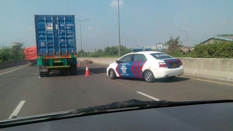 Polisi Kerepotan Evakuasi Sapi yang Lepas di KM 56 Tol JORR