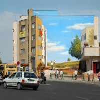 Indahnya Ilusi Optik di Dinding Kota Teheran