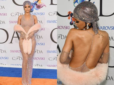 Rihanna Seksi Bergaun Menerawang di CFDA Fashion Awards
