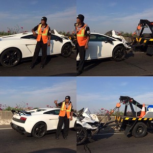 Lamborghini Tabrak Truk di Tol Priok, Lalin ke Bandara Macet