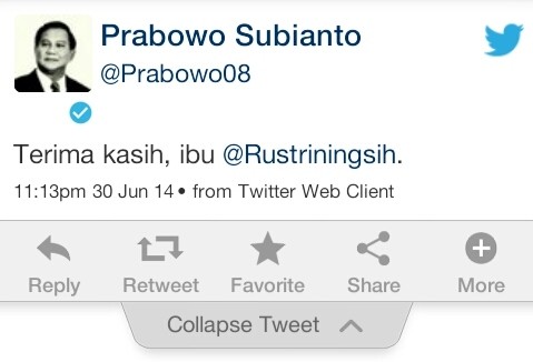 Prabowo Berkicau Soal Dukungan Rustriningsih