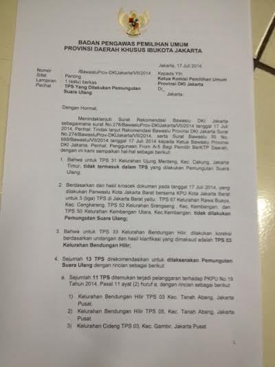 Ini Data Pelanggaran di 13 TPS yang Akan Gelar Coblosan Ulang