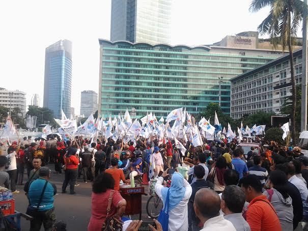 Massa KSPI Batal ke KPU, Pilih Aksi untuk Gaza di Bundaran HI