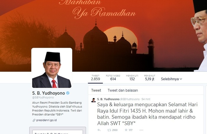 Presiden SBY Ucapkan Selamat Idul Fitri