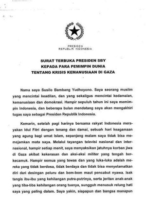 Isi Lengkap Surat Terbuka SBY ke Pemimpin Dunia Soal Krisis Gaza