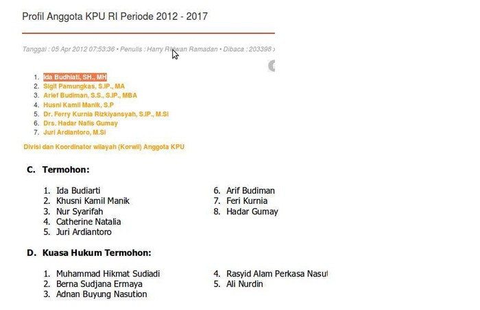 Duh! MK Salah Ketik Nama-nama Komisioner KPU di Risalah Sidang