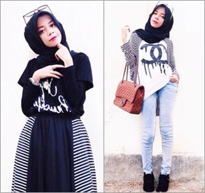 Hijab Style: Tampil Feminin dengan Motif Garis Ala Sonia Samsul
