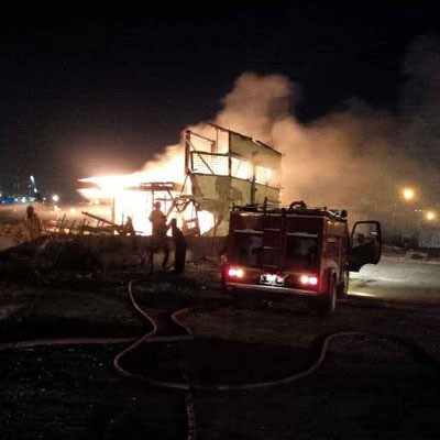 Bekas Gudang di Pelabuhan Tanjung Perak Terbakar