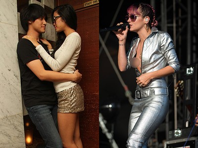 Pose Super Mesra Widi dan Kevin, Payudara Lily Allen Ngintip di V Festival