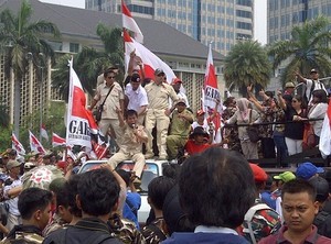 Massa Prabowo Demo, Lalin di Bundaran HI Ditutup