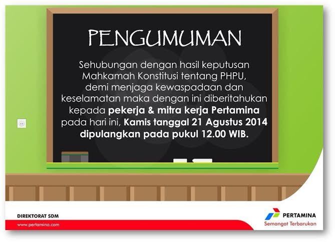 Antisipasi Demo di MK, Karyawan Pertamina Pulang Jam 12.00 WIB