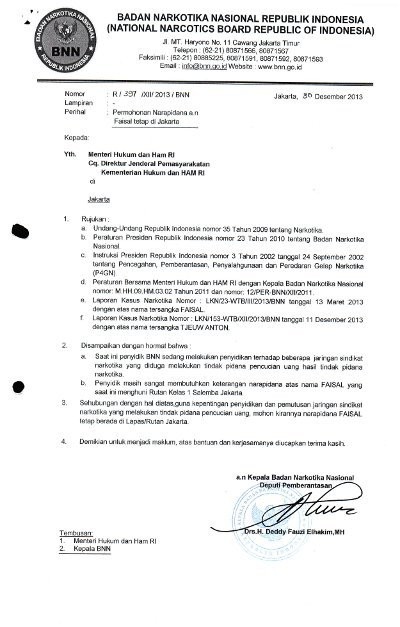 Contoh Surat Kerjasama Dengan Bnn