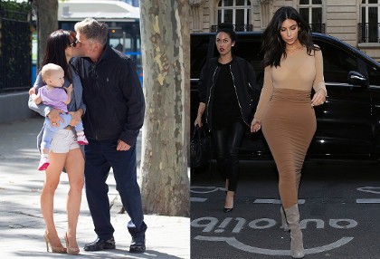 Alec Baldwin Kecup Mesra Sang Istri, Busana Ketat Kim Kardashian