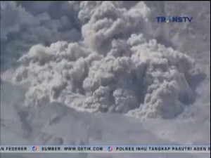 Penampakan Luncuran Awan Panas Erupsi Gunung Sinabung