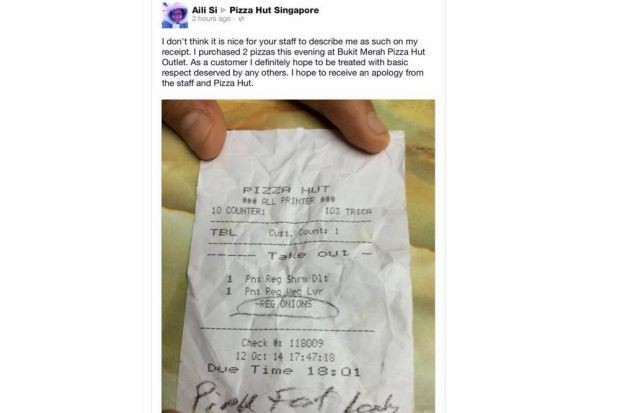 Ditulis Pink Fat Lady di Bon Pemesanan Pizza, Wanita Ini Marah-marah