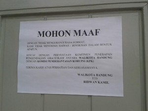 Ini Pemicu Ridwan Kamil Pasang Pengumuman Tolak Gratifikasi di Rumah Dinasnya