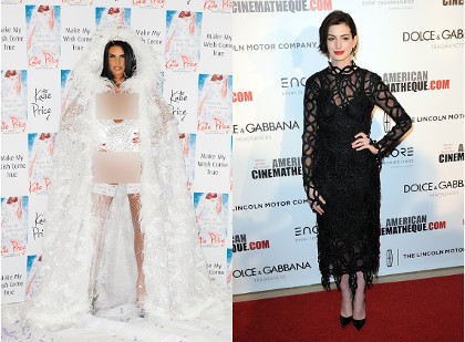Katie Price Pamer Belahan Dada, Anne Hathaway Cantik Berambut Bob