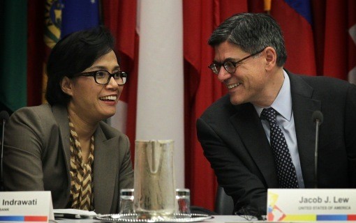 Saat Sri Mulyani Duduk Sejajar Dengan Bos IMF dan Menkeu AS