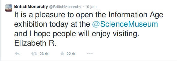 Ratu Elizabeth II Berkicau di Twitter Pertama Kali