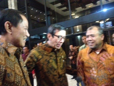 Lepas Sambut, Menkum Yasonna dan Amir Syamsudin Datang Berbarengan