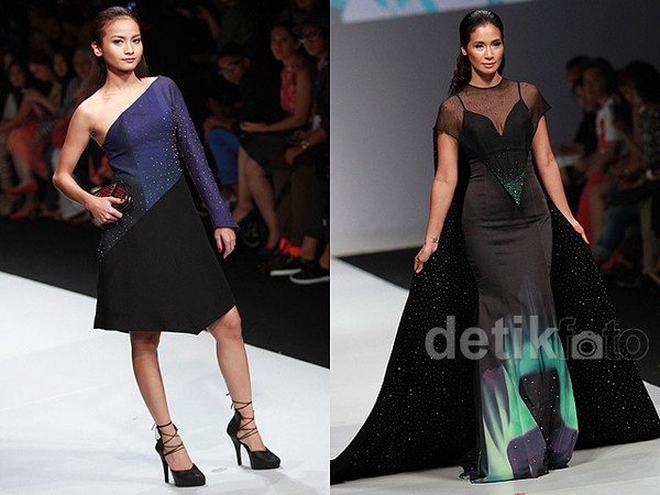 Aksi Acha Septriasa dan Marsha Timothy di Jakarta Fashion Week