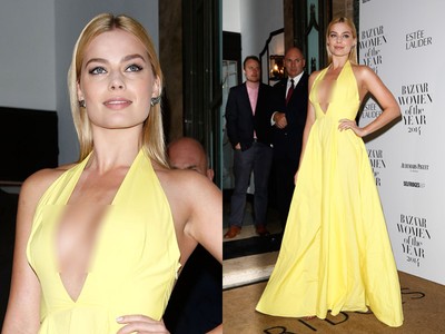 Tampil Ngejreng, Margot Robbie Pamer Belahan Dada