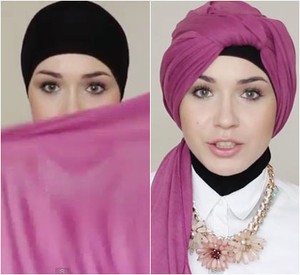 Tutorial Hijab Semi Turban Menggunakan Scarf Panjang yang Mudah Dipakai