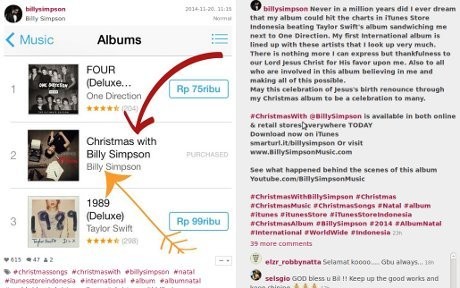 Album Billy Simpson Kalahkan 1989 Taylor Swift di Chart iTunes Indonesia