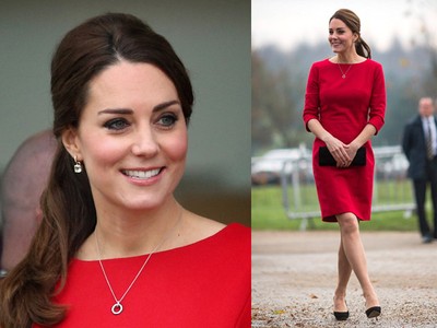 Pesona Kate Middleton Berbaju Merah
