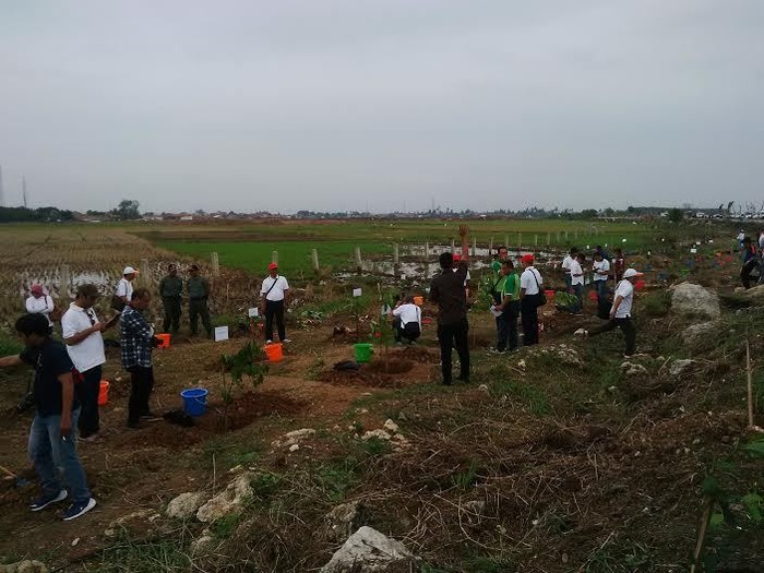 Kompak Berseragam Putih, Menteri Rini dan Bos-bos BUMN Tanam 3.000 Pohon