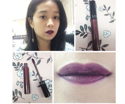 Product Review Mencoba Lipstik Warna  Ungu Tua  dari 