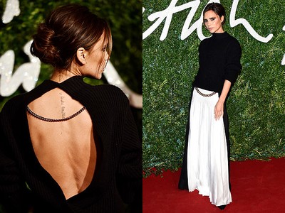 Pakai Baju Backless, Victoria Beckham Pamer Tato di Punggung