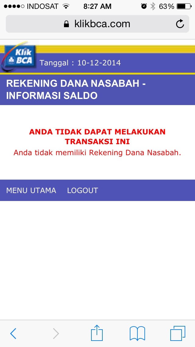 Mobile Banking BCA Error, Ini Penampakannya