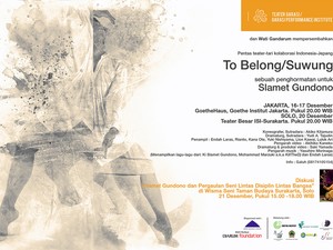 Teater Garasi Pentaskan To Belong/Suwung, Penghormatan bagi Slamet Gundono
