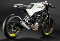 Husqvarna Vitpilen yang berkelir 'White Arrow' mengusung model Cafe Racer modern. Istimewa/KTM.