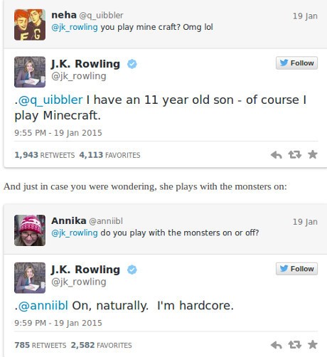 Wah, JK Rowling Gemar Bermain Games Minecraft!