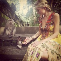 Aww, Paris bermain dengan anak monyet. (Instagram/Paris Hilton)