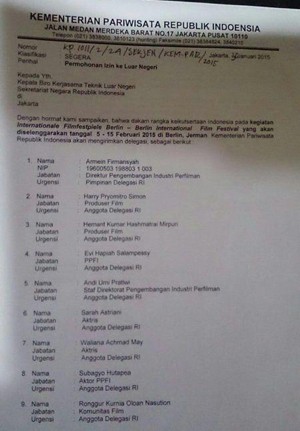 Kisruh Delegasi ke Berlin, Coreng Moreng Wajah Politik Perfilman Kita