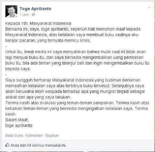 Penulis Saatnya Aku Belajar Pacaran Minta Maaf, Tapi Dinilai Tidak Cukup