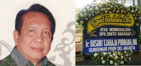 Gubernur Ahok Kirim Bunga Duka Cita untuk Rinto Harahap