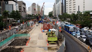 Imbas Bangun Kolom Stasiun MRT, Lalu Lintas di Bundaran HI Direkayasa
